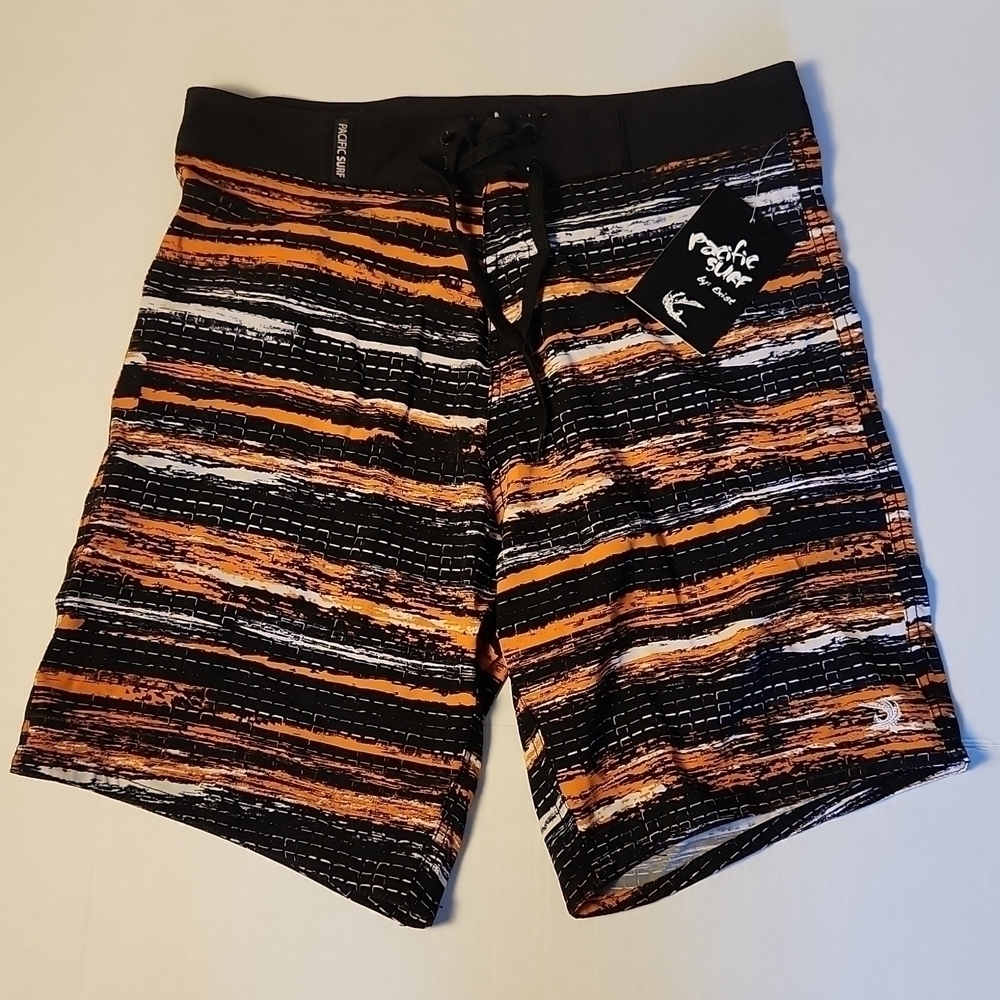 Pacific Surf Men's Size Large Multi-Color Surfer Print Vintage Surf Swim Trunks